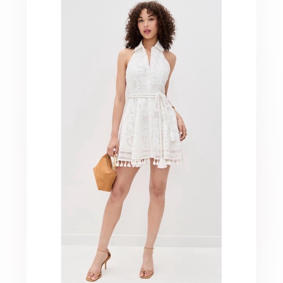 Alice + Olivia Lucy Eyelet Halter Mini Shirtdress/Size 8 - Picture 4 of 4